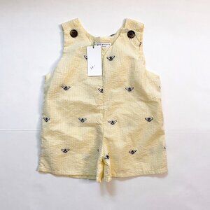 NWT Piping Prints Yellow Seersucker Honeybee Romper, Size 18-24 Months